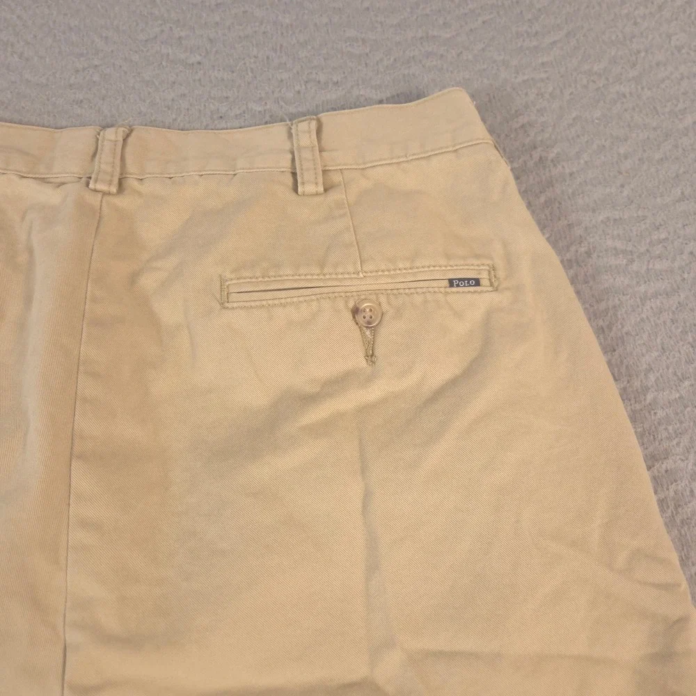 Polo Ralph Lauren Shorts Mens 34 Tan Chino Cotton Twill Flat Front Khaki Pockets